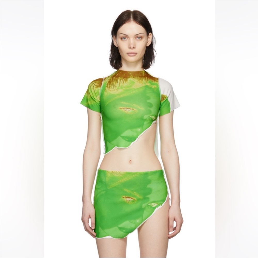 1XBLUE SSENSE Green burn shirt Cropped T-Shirt
